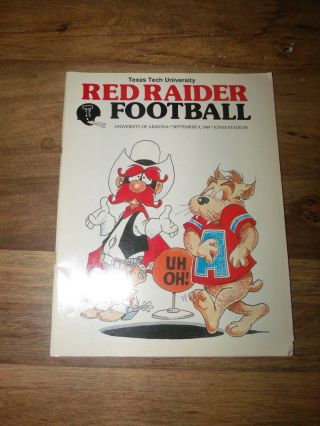 1989 Texas Tech Vs U Of Arizona Red Raider Football Program