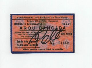 1971 Pelé Signed Ticket From His Final National Appearance (jsa) Pele Autograph
