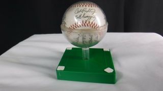 1983 Baltimore Orioles Signed Baseball With Case / Stand (including Cal)
