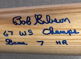 Bob Gibson Signed “67 WS Champs Game 7 HR” Signature Model Baseball Game Bat JSA 2