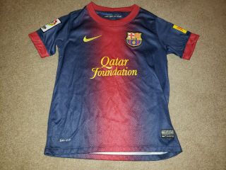 Nike Dri - Fit Fc Barcelona Soccer Jersey Boys Youth Sz Xs Extra Small Authentic