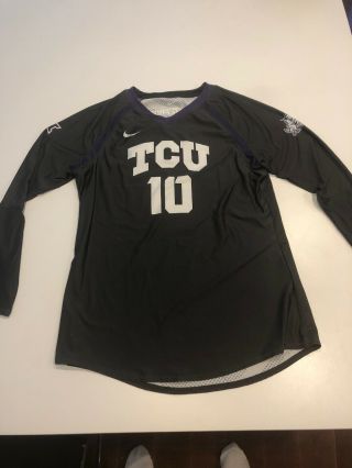 Game Worn Tcu Horned Frogs Volleyball Jersey Texas Christian Nike 10 Size Xl