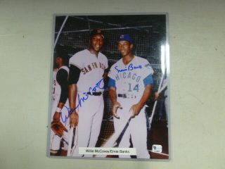 Willie Mccovey And Ernie Banks Signed 8x10 Photo Gai Cert