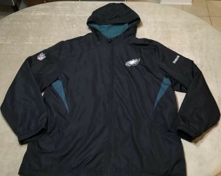 Philadelphia Eagles Nfl Reebok Hooded Fleece Lined Jacket Men’s Sz Xxl - Euc