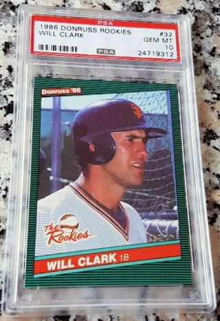 Will Clark 1986 Donruss Rookie Card Rc Rare Psa 10 Gem S.  F.  Giants 284 Hrs