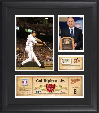 Cal Ripken Jr Orioles Framed 15x17 Hof Collage & Piece Of Gu Ball - Fanatics