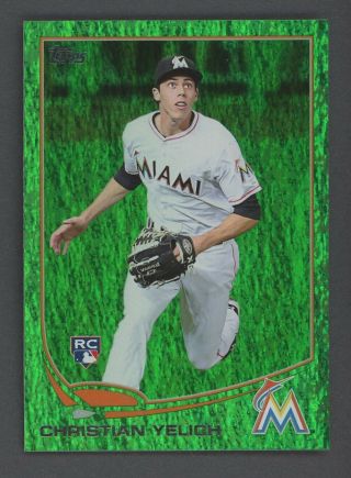 2013 Topps Update Green Emerald Us290 Christian Yelich Marlins Rc Rookie