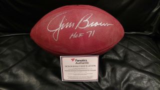 Jim Brown Signed " The Duke " Football " Hof 71 " Inscription Fanatics Browns