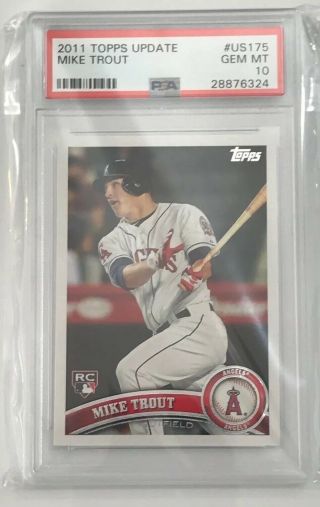 2011 Topps Update Us175 Mike Trout Psa 10 Rc Angels 577 Gem Rookie Hot