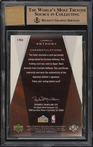 2003 SP Authentic Carmelo Anthony ROOKIE RC AUTO /500 150 BGS 9.  5 GEM MT (PWCC) 2