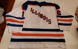 Vtg University Of Illinois Fighting Illini Game Worn Hockey Jersey Xl