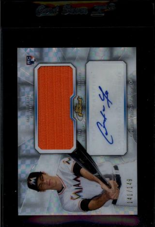 2013 Topps Finest Rookie Jumbo Relic Autographs X - Fractors Christian Yelich/149