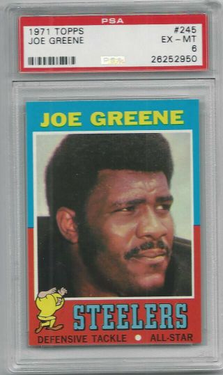 1971 Topps Joe Greene Pittsburgh Steelers 245 Football Card Psa 6