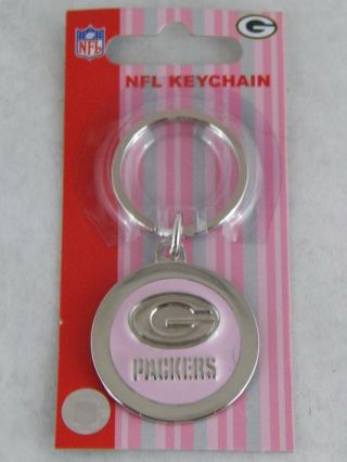 Green Bay Packers Gb Pink Metal Key Chain Key Ring Nfl Football