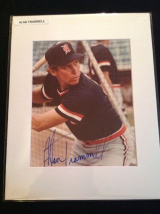 Alan Trammell Tigers Autographed & Matted 8 X 10 Photo.  (11x14 White Mat)