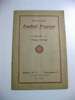 1922 Union V Hobart College Football Program @ Albany York Lt.  Oliphant Ncaa