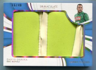 2018 - 19 Ud Immaculate Soccer David Ospina Jumbo Gloves Patch 16/48