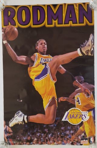Rare.  Vintage Dennis Rodman Poster 23x35 " Nba Basketbal La Lakers 90s (1997)