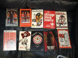 Set Of 10 Chicago Blackhawks Hockey Nhl Media Guide Programs 1967 - 1995
