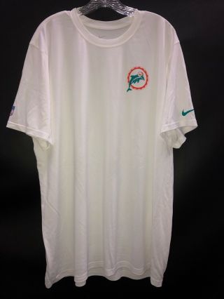 Miami Dolphins Team Issued White Throwback Logo Dri - Fit Workout Shirt Xxl