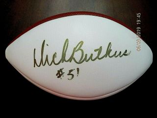 Dick Butkus Hof Autographed White Panel Football With Bv $100