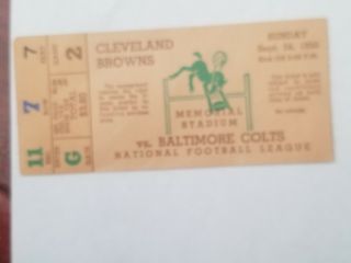 Baltimore Colts Cleveland Browns Indianapolis 1950 1st Year Ticket Rare