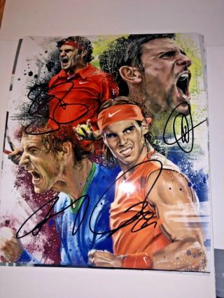 Big 4 Roger Federer Rafael Nadal Novak Djokovic Andy Murray Signed 8 X10 Photo