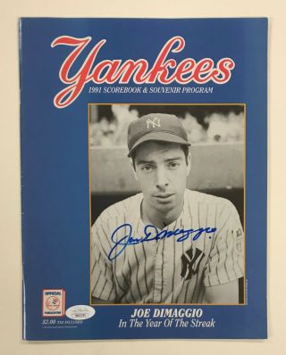 Joe Dimaggio Signed 1991 Ny Yankees Souvenir Program Autographed Jsa Loa Hof