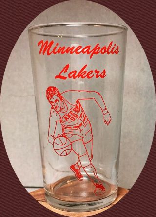RARE Vintage Minneapolis Lakers Set of 5 George Mikan Glasses - Never Washed 7
