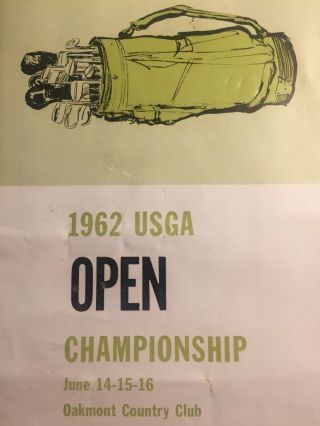1962 US OPEN GOLF CHAMPIONSHIP GUIDE OAKMONT COUNTRY CLUB JACK NICKLAUS PALMER 2