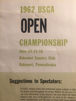 1962 US OPEN GOLF CHAMPIONSHIP GUIDE OAKMONT COUNTRY CLUB JACK NICKLAUS PALMER 3