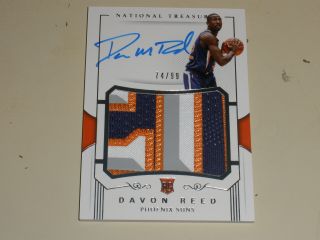 2017 - 18 Panini National Treasures Rookie Patch Auto Rc Rpa Davon Reed 74/99