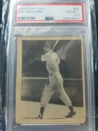 1939 Play Ball 92 Ted Williams Rookie Red Sox Good,  Psa 2.  5vcp Average $1557