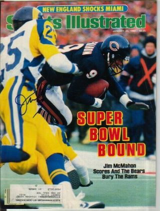 Jim Mcmahon Autographed Sports Illustrated Cover Chicago Bears Sb Qb