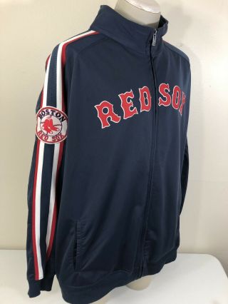 STITCHES Boston Red Sox Full Zip Track Jacket Men ' s 2XL BAGGY FIT Blue MLB 2