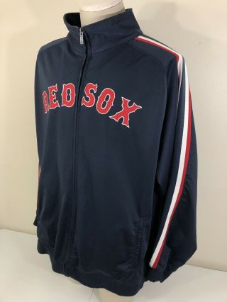 STITCHES Boston Red Sox Full Zip Track Jacket Men ' s 2XL BAGGY FIT Blue MLB 3