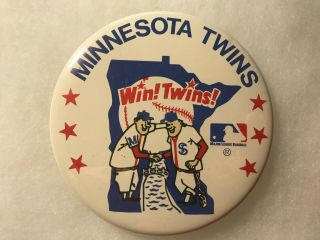 Vintage Minnesota Twins Minnie & Paul Win Twins Button Pinback Pin 3.  50 "