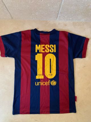 Lionel Messi Fcb Barcelona Boys Size 10 Soccer Jersey Dri - Fit