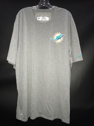 John Benton Miami Dolphins Game Gray Dri - Fit Logo Shirt 3xl S&h