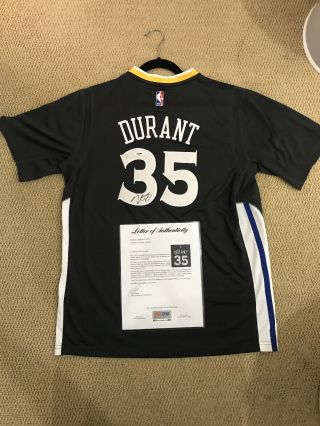 Kevin Durant Signed Autograph Warriors Jersey Loa Psa Ad98397