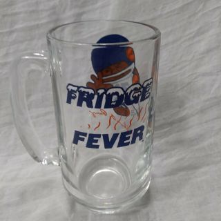 Vintage William Perry FRIDGE FEVER NFL Chicago Bears Beer Stein Glass Mug 12 oz. 3