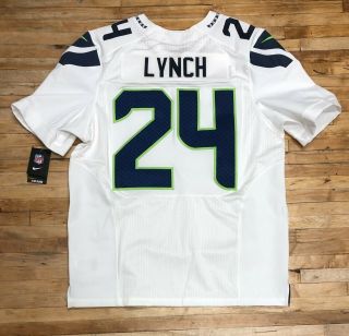 $320 Seattle Seahawks Marshawn Lynch Nike Elite White Jersey Size XL 48 5