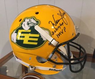 Warren Moon Autographed Edmonton Eskimos Full Size Helmet With Inscription