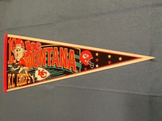 Joe Montana 19 Kansas City Chiefs Wincraft 300 Nfl Felt Pennant 1993
