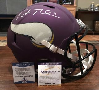 Adam Thielen Autographed Riddell Minnesota Vikings Full Size Helmet Beckett Tse