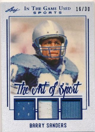 Barry Sanders 2019 In The Game The Art Of Sport Triple Patch 16/30