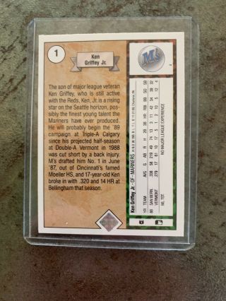 1989 Upper Deck 1 Ken Griffey Jr Rookie Baseball Card 2