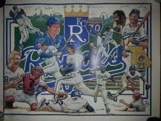 Kc Royals 1985 World Series Champions Poster Signed By All Star Willie Wilson