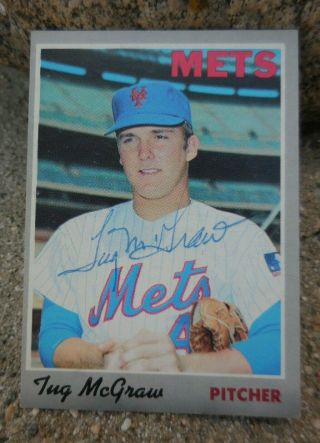 Tug Mcgraw Signed 1970 Topps,  26,  Mets,  Phillies,