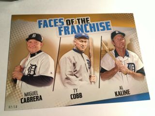 2019 Topps Faces Of Franchise 5x7 Al Kaline Ty Cobb Miguel Cabrera Tigers 03/10